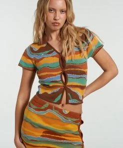 The Ragged Priest Milk It Basin Button Front Top