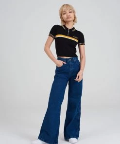 The Ragged Priest WOMEN'S Kickers Classics Black Polo Top