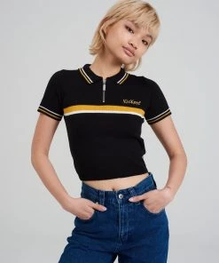 The Ragged Priest WOMEN'S Kickers Classics Black Polo Top