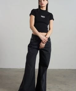 The Ragged Priest Ragged Black Ribbed Short Sleeve Tee