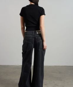 The Ragged Priest Ragged Black Ribbed Short Sleeve Tee