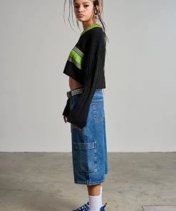 The Ragged Priest WOMEN'S Ragged Green Stripe Cropped Knit