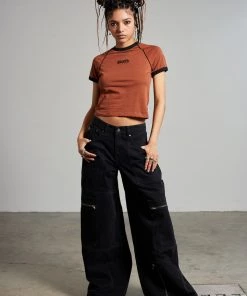 The Ragged Priest Zip Sweeper Jean - Charcoal