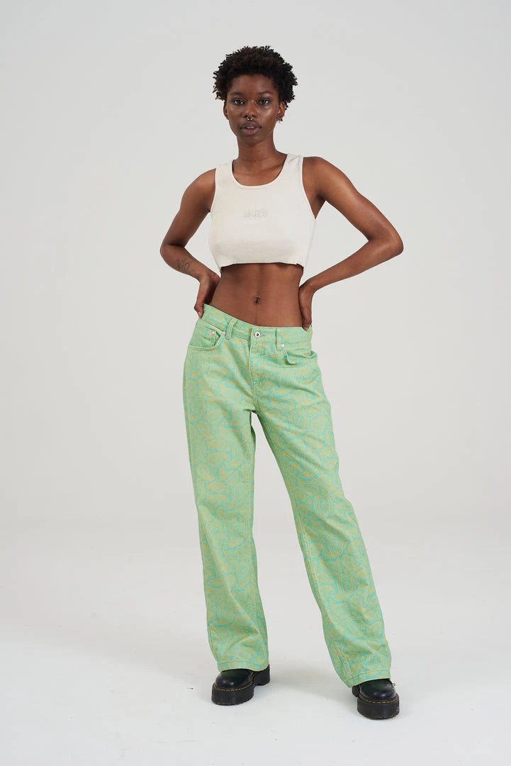 The Ragged Priest Green & Yellow Paisley Jean WOMEN'S 2 The Ragged Priest Green & Yellow Paisley Jean WOMEN'S