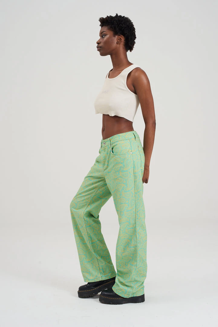 The Ragged Priest Green & Yellow Paisley Jean WOMEN'S 3 The Ragged Priest Green & Yellow Paisley Jean WOMEN'S