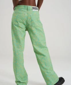 The Ragged Priest Green & Yellow Paisley Jean WOMEN'S 8 The Ragged Priest Green & Yellow Paisley Jean WOMEN'S