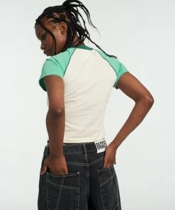 The Ragged Priest Ragged Green & White Raglan Tee