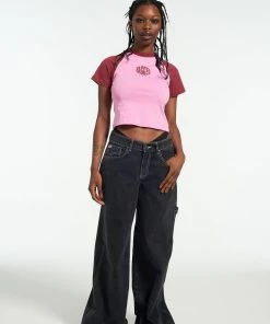 The Ragged Priest Ragged Pink Raglan Tee