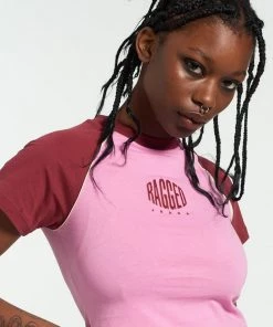 The Ragged Priest Ragged Pink Raglan Tee