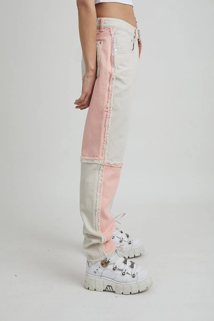 The Ragged Priest Equilibrium Jean - Pink & Beige WOMEN'S 4 The Ragged Priest Equilibrium Jean - Pink & Beige WOMEN'S