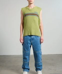 The Ragged Priest Kickers Classics Green Cable Knit Vest
