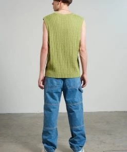 The Ragged Priest Kickers Classics Green Cable Knit Vest