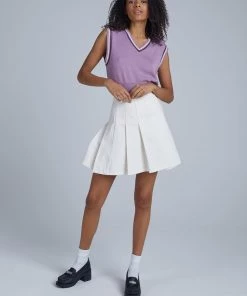 The Ragged Priest Kickers Classics Beige Denim Tennis Skirt