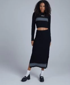 The Ragged Priest SHORTS & SKIRTS Kickers Classics Black Knit Midi Skirt