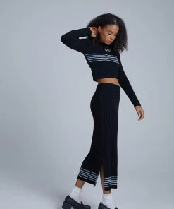 The Ragged Priest SHORTS & SKIRTS Kickers Classics Black Knit Midi Skirt