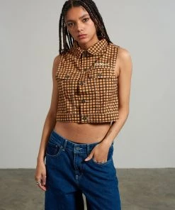 The Ragged Priest NEW ARRIVALS Kickers Classics Check Sleeveless Denim Jacket