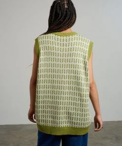 The Ragged Priest Kickers Classics Green Print Knit Vest