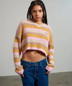 The Ragged Priest Kickers Classics Multi Stripe Cropped Knit NEW ARRIVALS