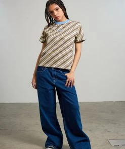 The Ragged Priest NEW ARRIVALS Kickers Classics Diagonal Stripe Short Sleeve Tee