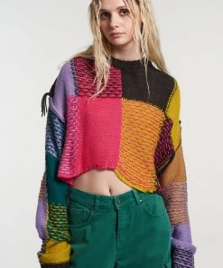The Ragged Priest NEW ARRIVALS Mirage Patchwork Cropped Jumper