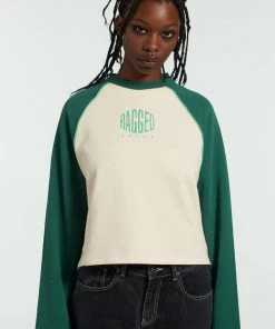 The Ragged Priest Ragged Green & White Raglan Sweater