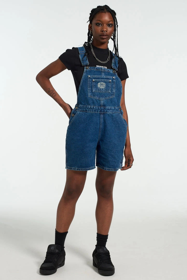 The Ragged Priest Ragged Blue Dungaree Shorts 1 The Ragged Priest Ragged Blue Dungaree Shorts