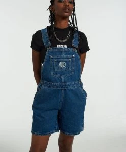 The Ragged Priest Ragged Blue Dungaree Shorts