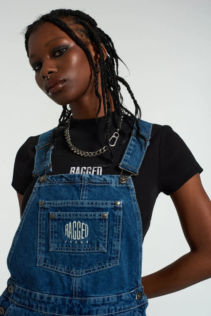 The Ragged Priest Ragged Blue Dungaree Shorts 3 The Ragged Priest Ragged Blue Dungaree Shorts