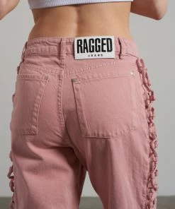 The Ragged Priest Mellow Lace Up Dad Jean Pink WOMEN'S