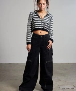 The Ragged Priest Zip Sweeper Jean - Charcoal