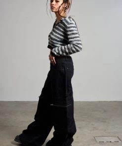 The Ragged Priest Zip Sweeper Jean - Charcoal