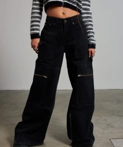 The Ragged Priest Zip Sweeper Jean - Charcoal