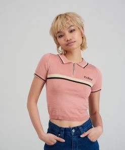 The Ragged Priest Kickers Classics Pink Polo Top WOMEN'S