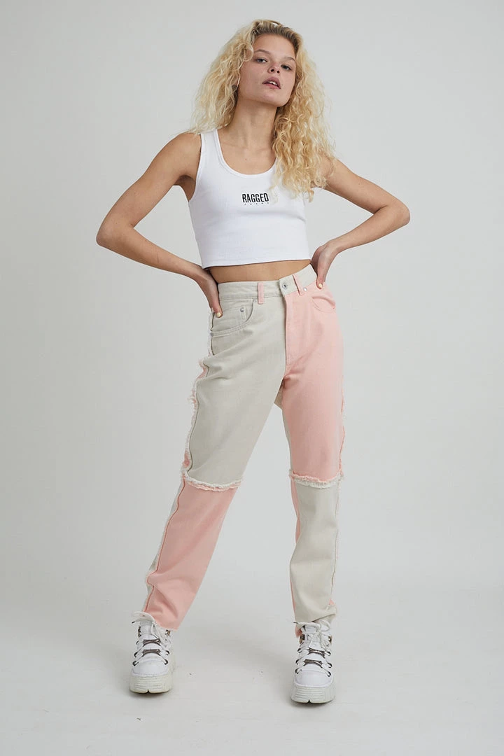 The Ragged Priest Equilibrium Jean - Pink & Beige WOMEN'S 2 The Ragged Priest Equilibrium Jean - Pink & Beige WOMEN'S