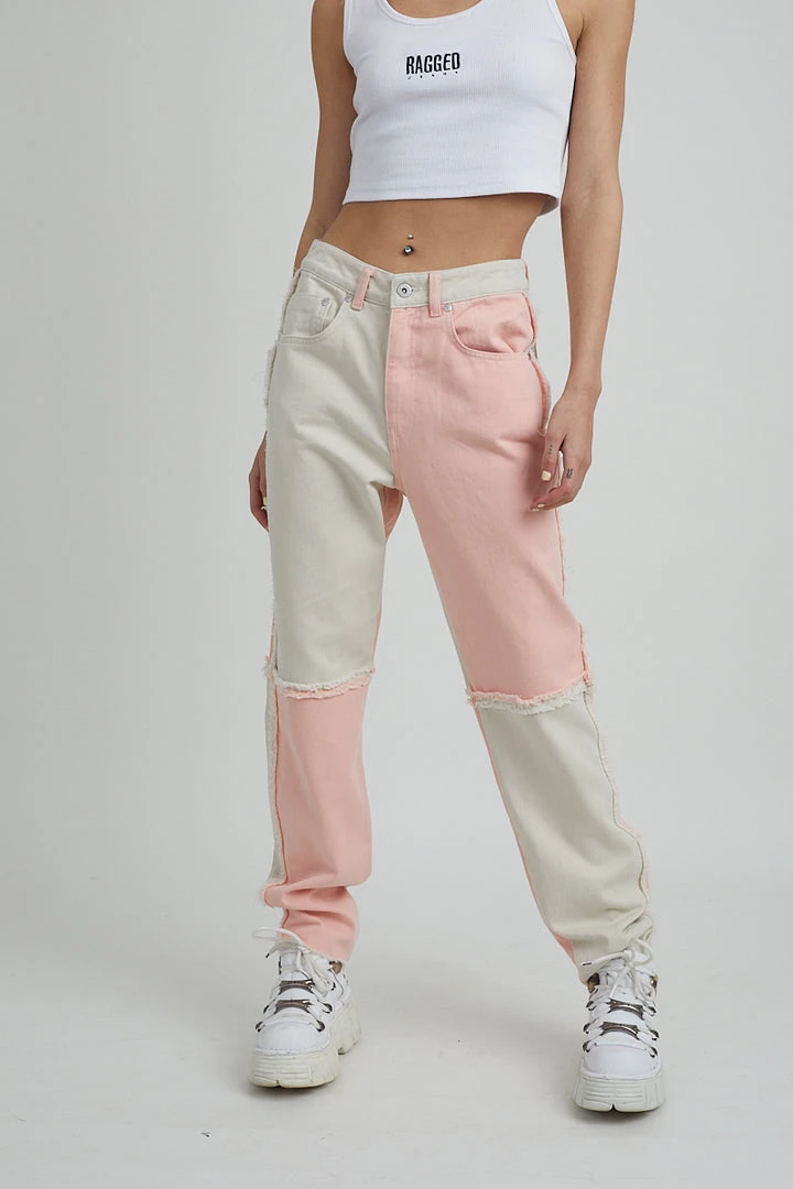 The Ragged Priest Equilibrium Jean - Pink & Beige WOMEN'S 1 The Ragged Priest Equilibrium Jean - Pink & Beige WOMEN'S