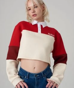 The Ragged Priest Kickers Classics Red & Cream Cropped Rugby Shirt