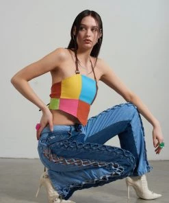 The Ragged Priest Leash Lace Up Dad Jean WOMEN'S