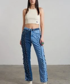 The Ragged Priest Leash Lace Up Dad Jean WOMEN'S