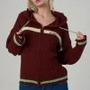 The Ragged Priest Kickers Classics Brown Knit Hoodie WOMEN'S