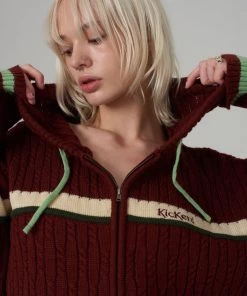 The Ragged Priest Kickers Classics Brown Knit Hoodie WOMEN'S