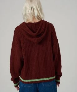 The Ragged Priest Kickers Classics Brown Knit Hoodie WOMEN'S