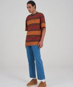 The Ragged Priest Kickers Classics Brown & Green Stripe Tee