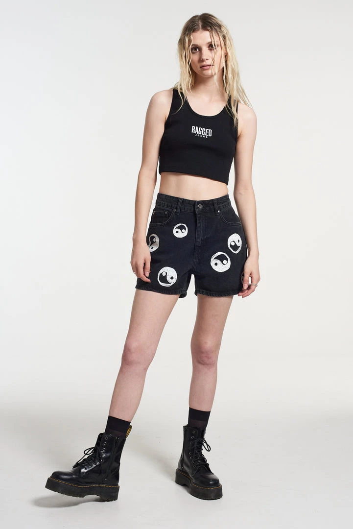 The Ragged Priest NEW ARRIVALS Yin Yang Shorts Charcoal 1 The Ragged Priest NEW ARRIVALS Yin Yang Shorts Charcoal