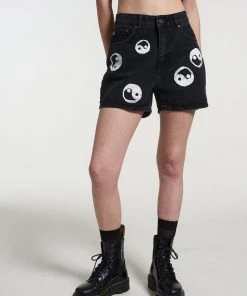 The Ragged Priest NEW ARRIVALS Yin Yang Shorts Charcoal 9 The Ragged Priest NEW ARRIVALS Yin Yang Shorts Charcoal