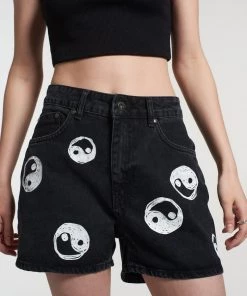 The Ragged Priest NEW ARRIVALS Yin Yang Shorts Charcoal