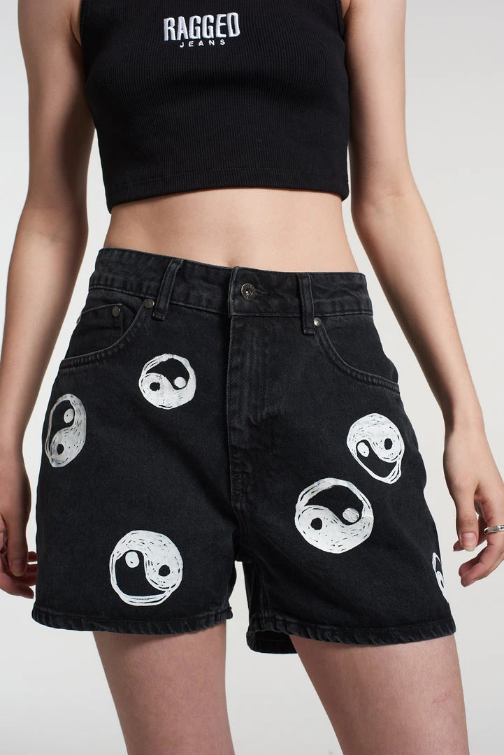 The Ragged Priest NEW ARRIVALS Yin Yang Shorts Charcoal 2 The Ragged Priest NEW ARRIVALS Yin Yang Shorts Charcoal