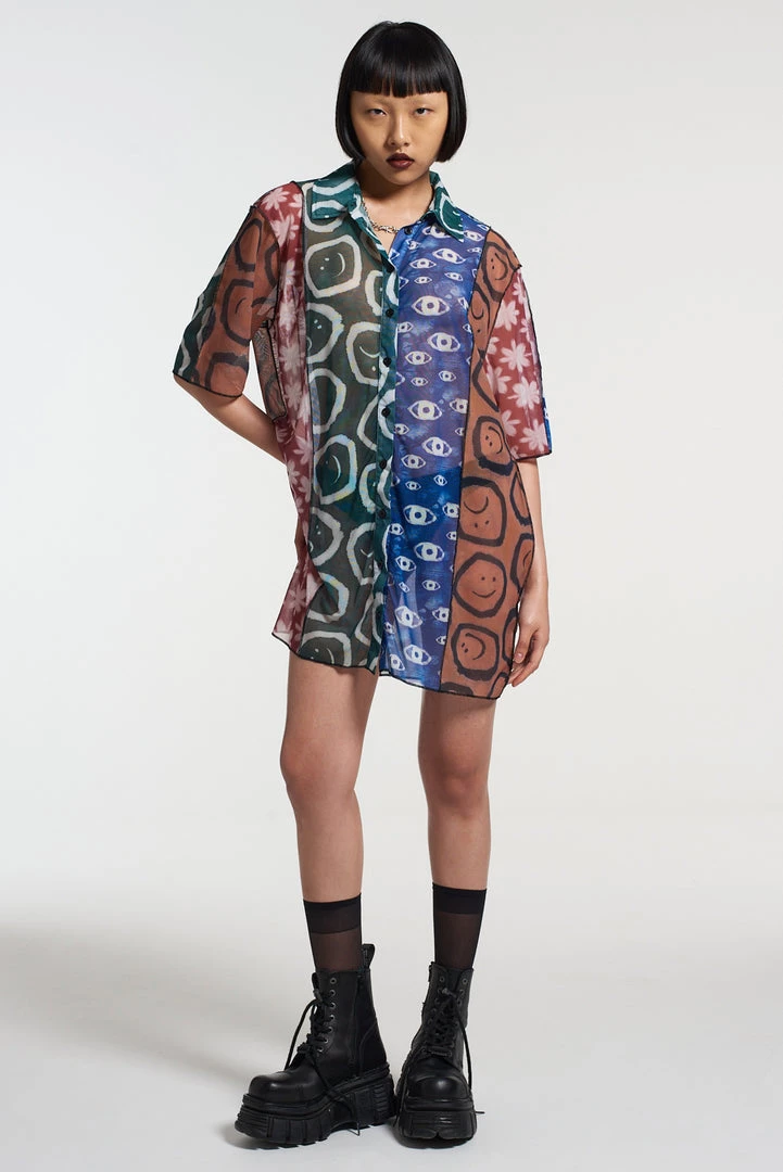 The Ragged Priest NEW ARRIVALS Stranded Mesh Shirt Dress 1 The Ragged Priest NEW ARRIVALS Stranded Mesh Shirt Dress