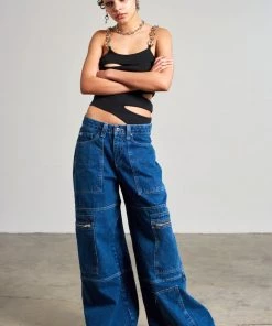 The Ragged Priest WOMEN'S Zip Sweeper Jean - Blue