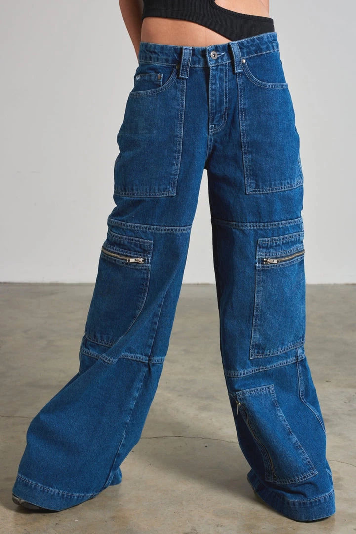 The Ragged Priest WOMEN'S Zip Sweeper Jean - Blue 8 The Ragged Priest WOMEN'S Zip Sweeper Jean - Blue