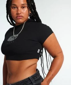 The Ragged Priest Ragged Diamante Black Cropped Tee